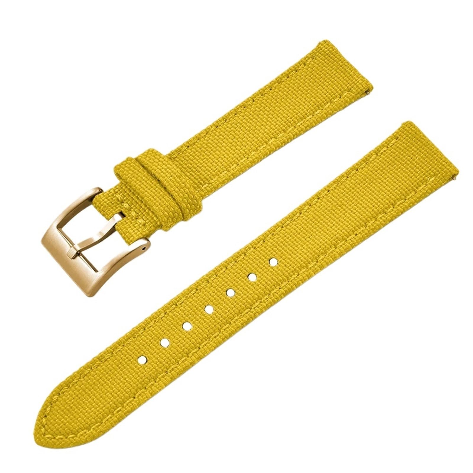 Generico Bracelet hybride en toile pour voiles et cuir - Libération rapide, coupe universelle de 18 à 22 mm - Buckle jaune 20 mm