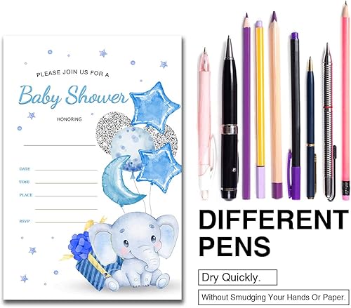 Miniatura 5 de Invitaciones de fiesta de baby shower con globo azul cielo, 20 invitaciones y sobres (doble cara)