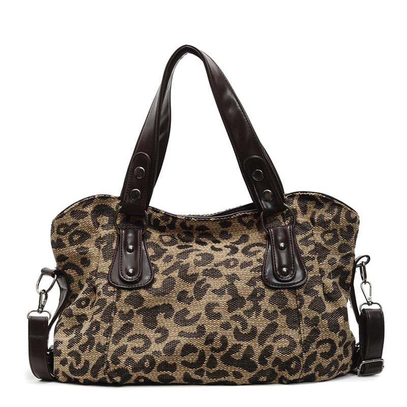 Hobo Bolso de Hombro con Bandolera para Mujer Bolso de Mano en Cuero PU Bolsos Totes Bolsos Bandolera Bolso de señora para Damas Bolso de Bandolera Mamá Leopardo