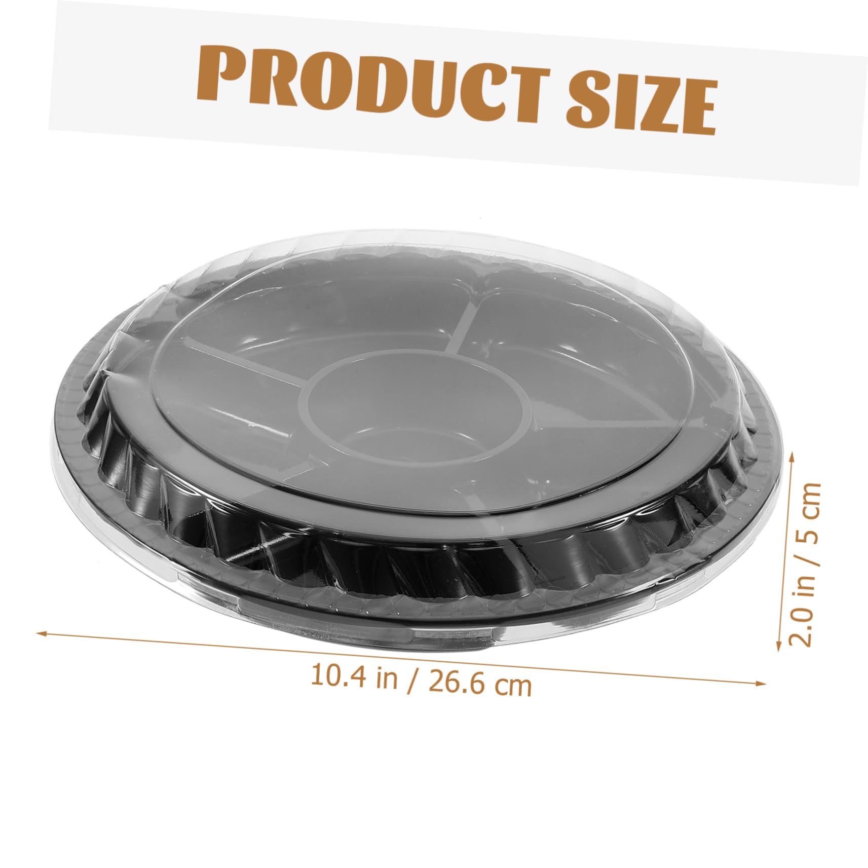 FUNOMOCYA 10pcs Disposable Serving Tray with Lid Compartment Round Appetizer Snack Tray for Fruits Veggies Desserts for Catering Events Parties