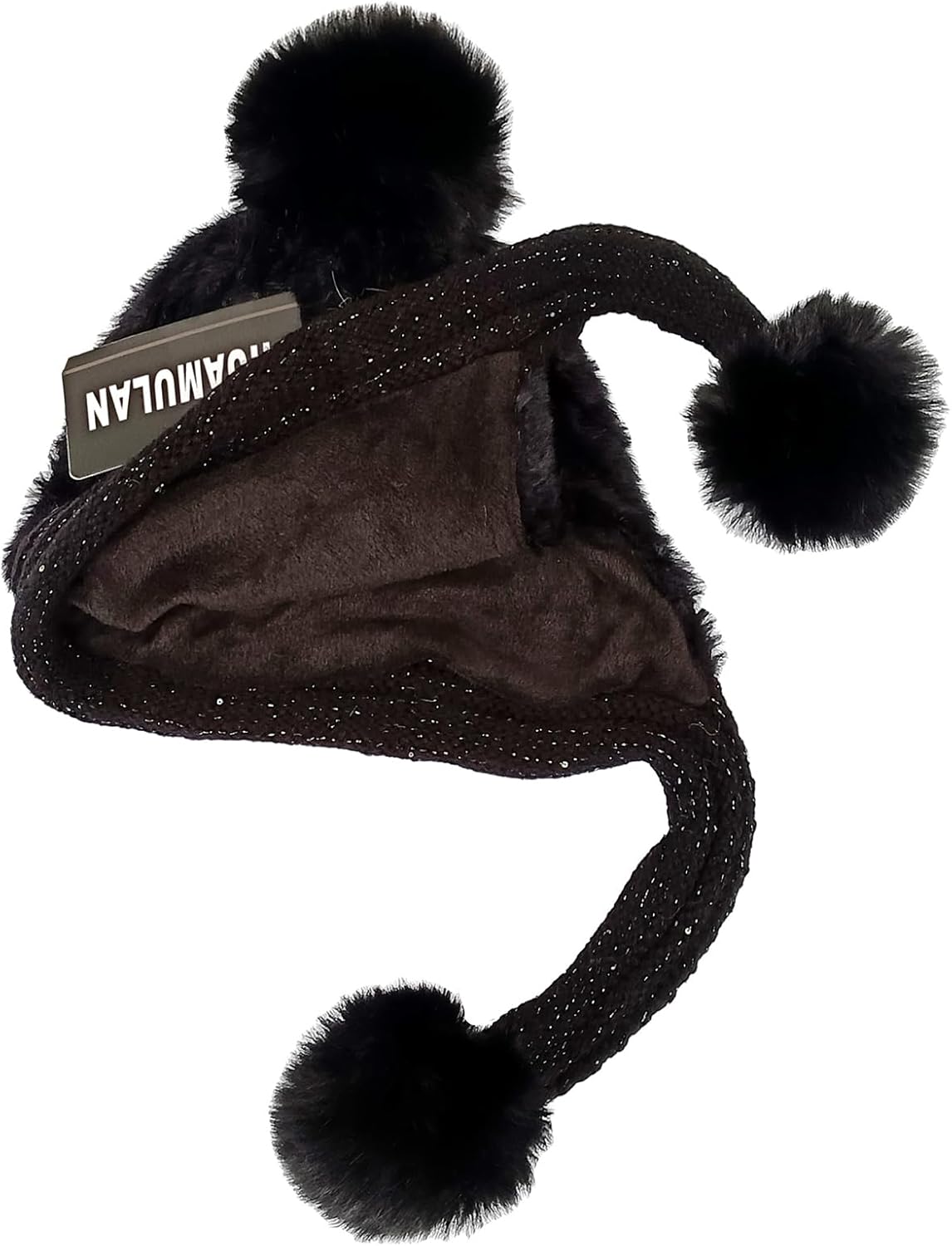 HUAMULAN Women Winter Sherpa Beanie Hats Knit Ear Flaps Peruvian Cover Ears Fleece Lined Ski Snow Hat Pompoms - Image 4