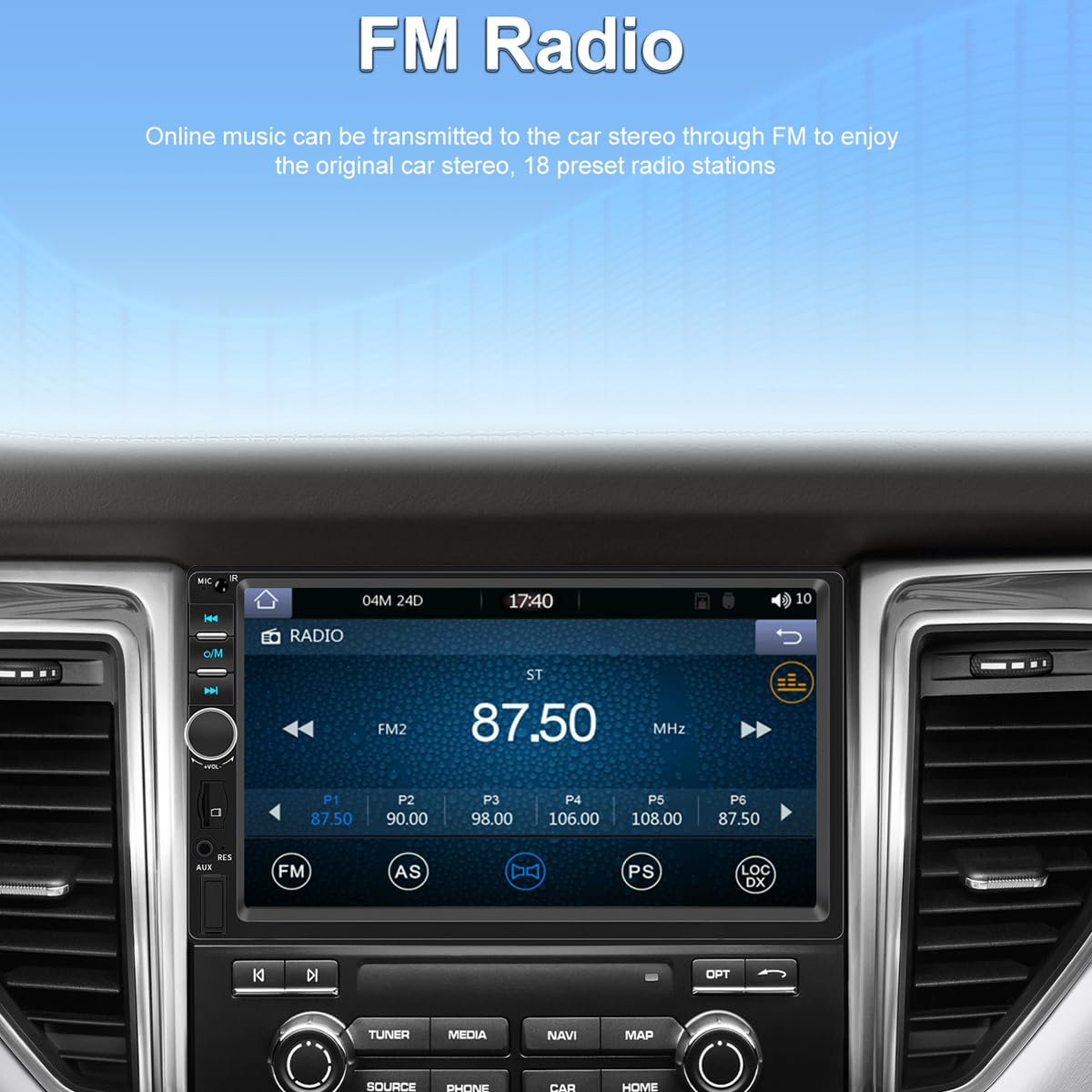 7 "2 Din Carplay Android Auto Radio samochodowe Bluetooth Mirror Link Ekran dotykowy Audio Stereo MP5 Odtwarzacz multimedialny Kierownica FM/TF/USB z pilotem