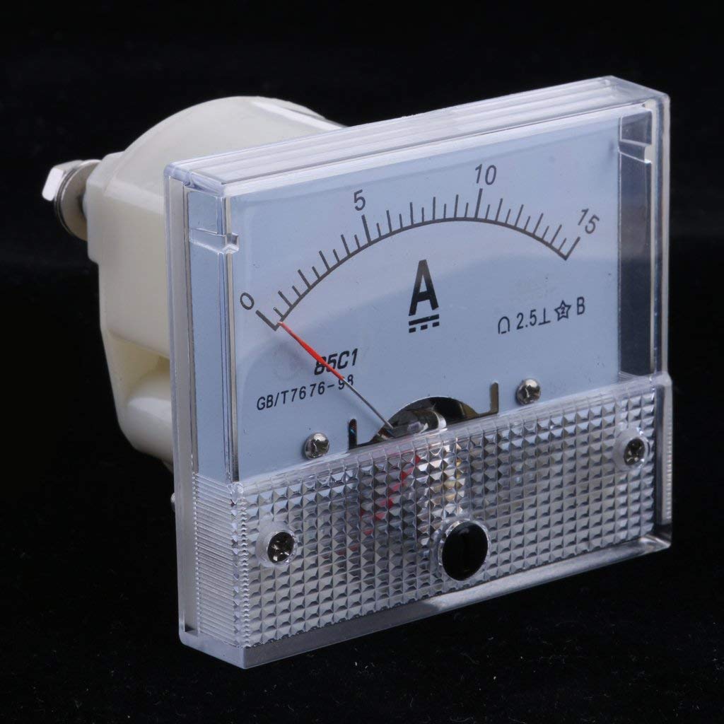 Amperometro analogico DC - 0-15A, precisione classe 2.5, bianco, 64x56x52mm