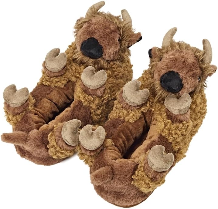 Kids' Funny Soft Fuzzy Animal Slippers, Cute Cozy Non-Slip House Shoes for Boys & Girls, Shoe Size 1-4