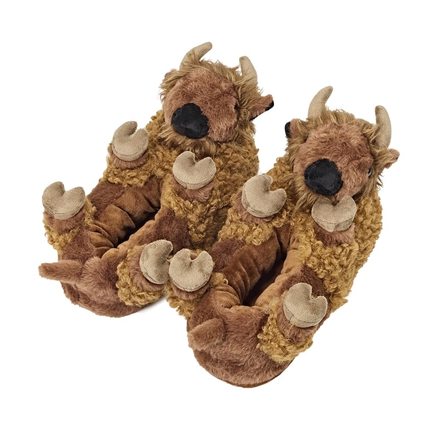 Image of Women's Animal Plush Slippers, Cute Cozy Fuzzy House Shoes Non-Slip Sole
