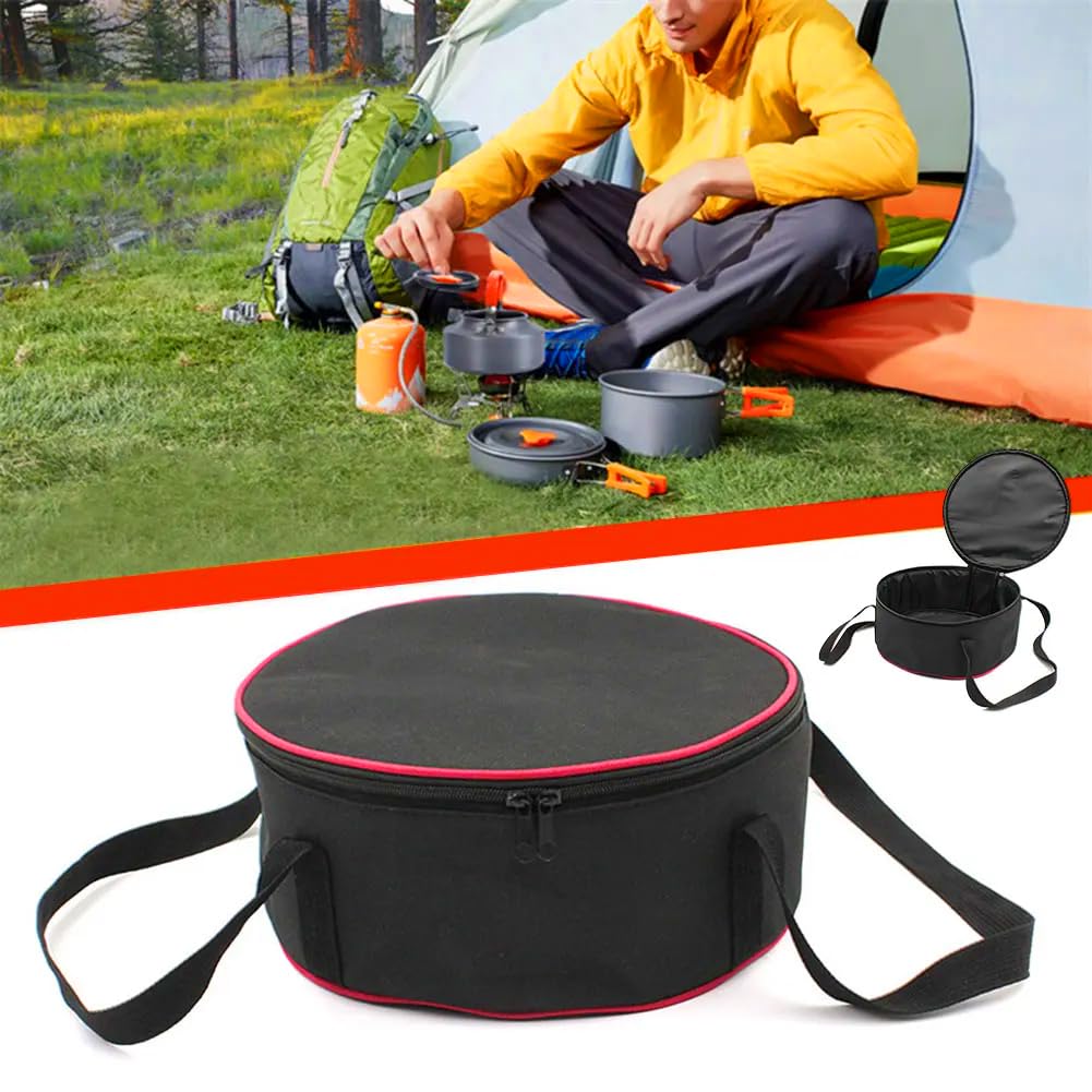 Tiiyee Vaisselle Conteneurs Stockage Mallette Sac Transport, Sacs Portable Camping Boîte Pique Nique Plein Air Barbecue Tasses Assiettes Soucoupes Verres Vin Protection Casseroles Ustensiles Noir