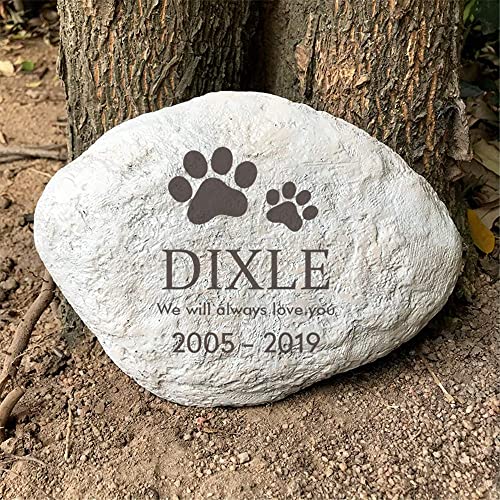 Somiss Paw Prints Dog Pet Memorial Stones - Engraved Name And Dates Pet Dog Garden Stones Grave Markers, Sympathy Pet Dog Memorial Gifts Outdoor - 11"×8" #TOP5