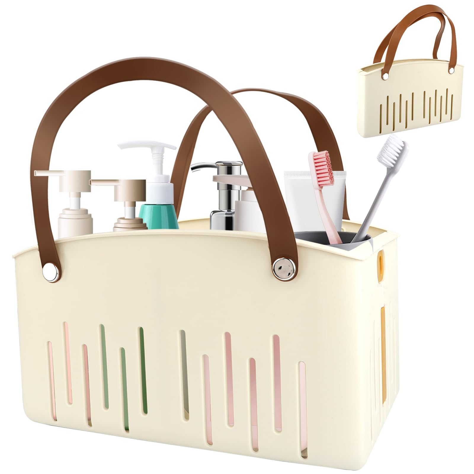 Shower Caddy Portable Plastic Collapsible Shower Caddy with Handle for College Dorm Bathroom Organizer and Storage Cleaning Basket