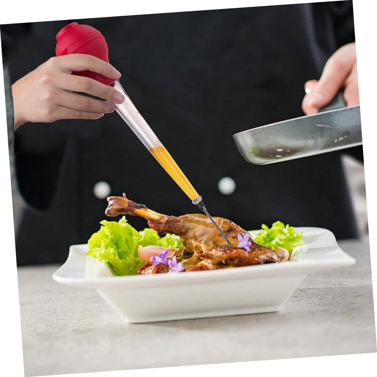 ABOOFAN Flavor Injector Turkey Baster Stainless Steel Barbecue Pump Needle Tools Drip Oil Seasoning Tube for Cooking
