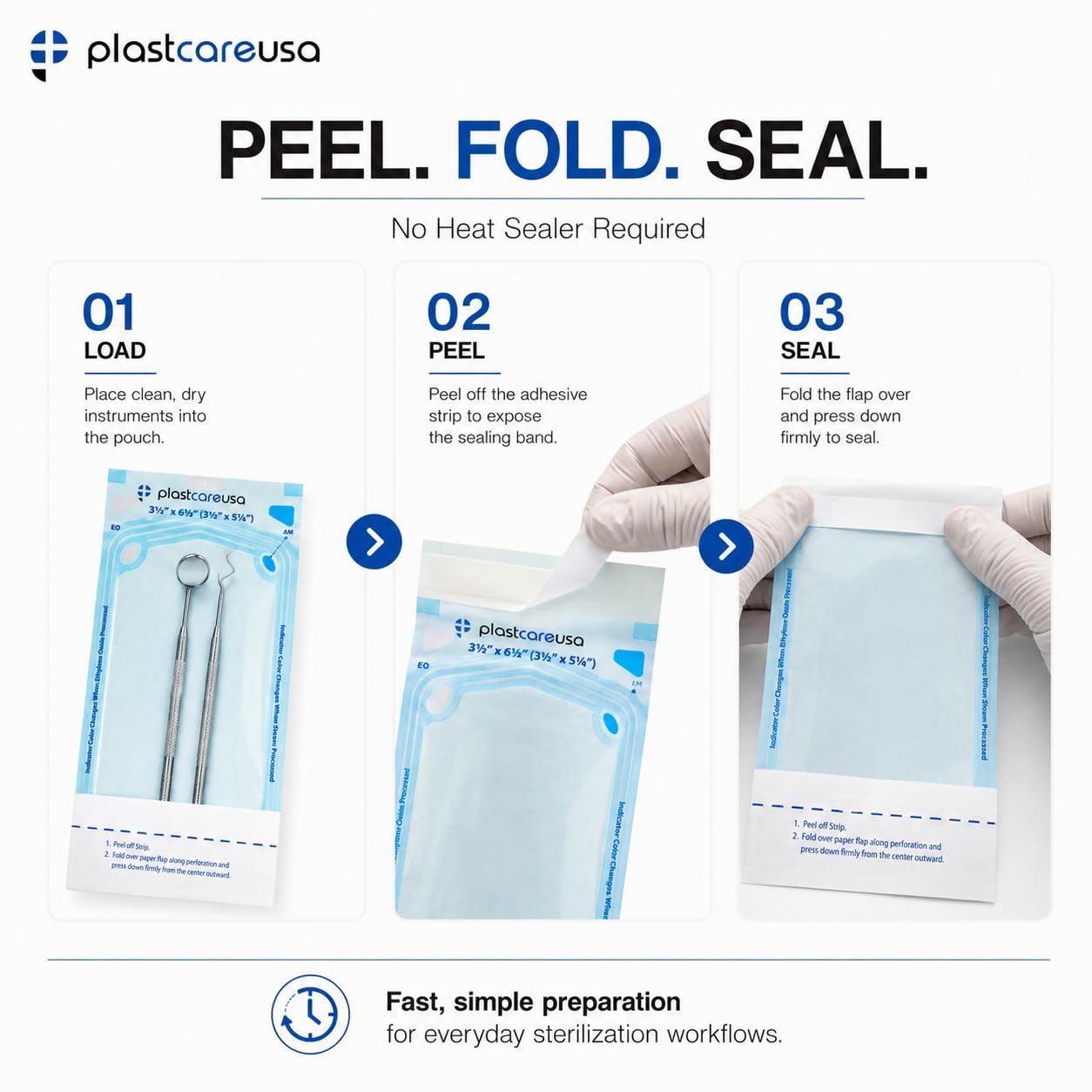 1000 bolsas autoadhesivas de esterilización autoadhesivas de 3.5 x 5.25 pulgadas (5 cajas)