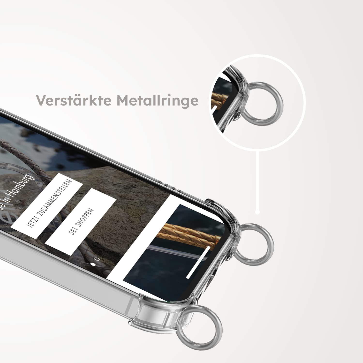 Custodia IPhone 14 Pro Con Anelli Oro | Trasparente Anti-ingiallimento, Compatibile Con Cordino E Cinghia, Angoli Rinforzati - 5