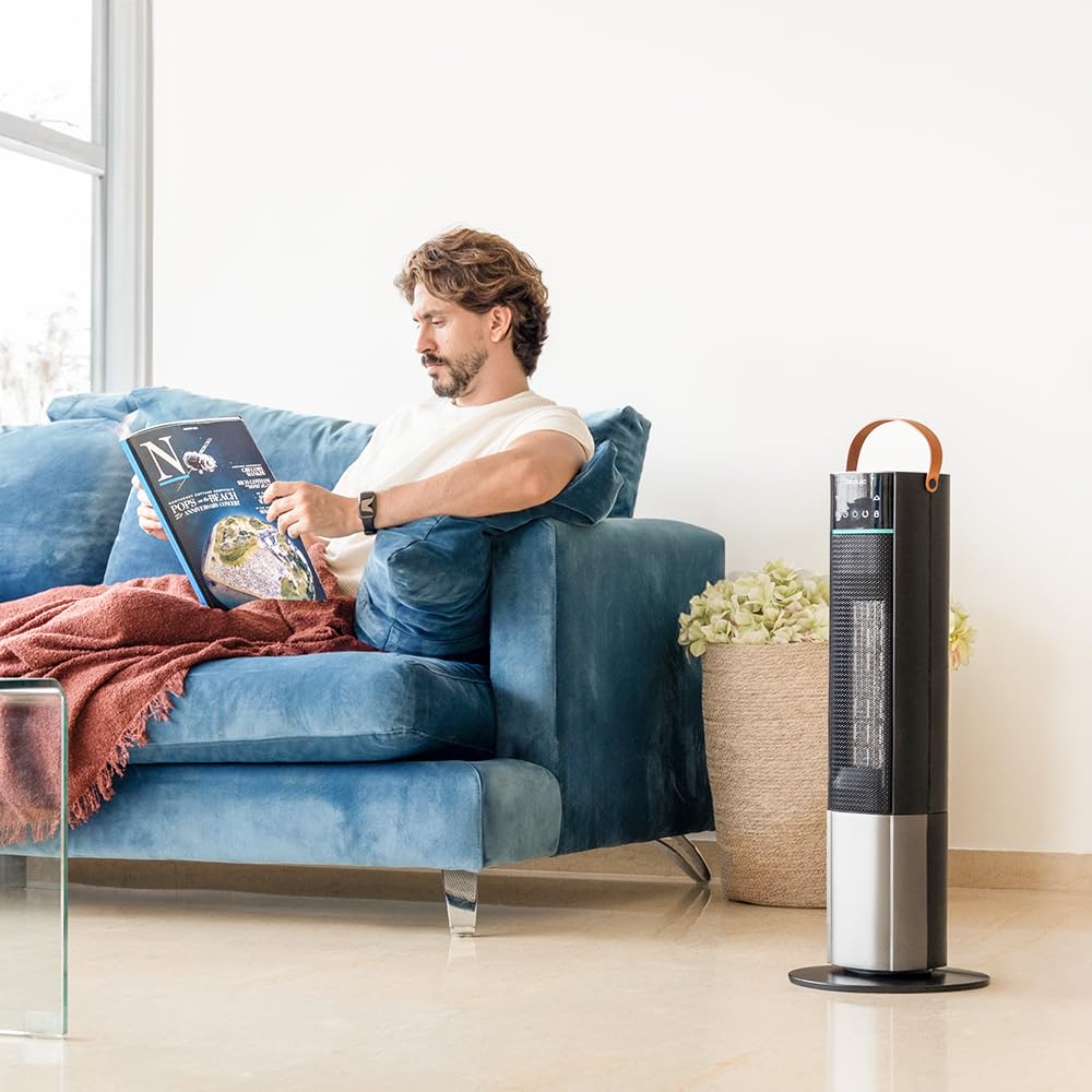 Cecotec Calefactor Eléctrico Cerámico de Pie ReadyWarm 2070 Max Ceramic Rotate Smart, 2000 W, Pantalla Digital, Control Táctil y Control remoto, Oscilación, 3 Modos, Termostato, 20 m²