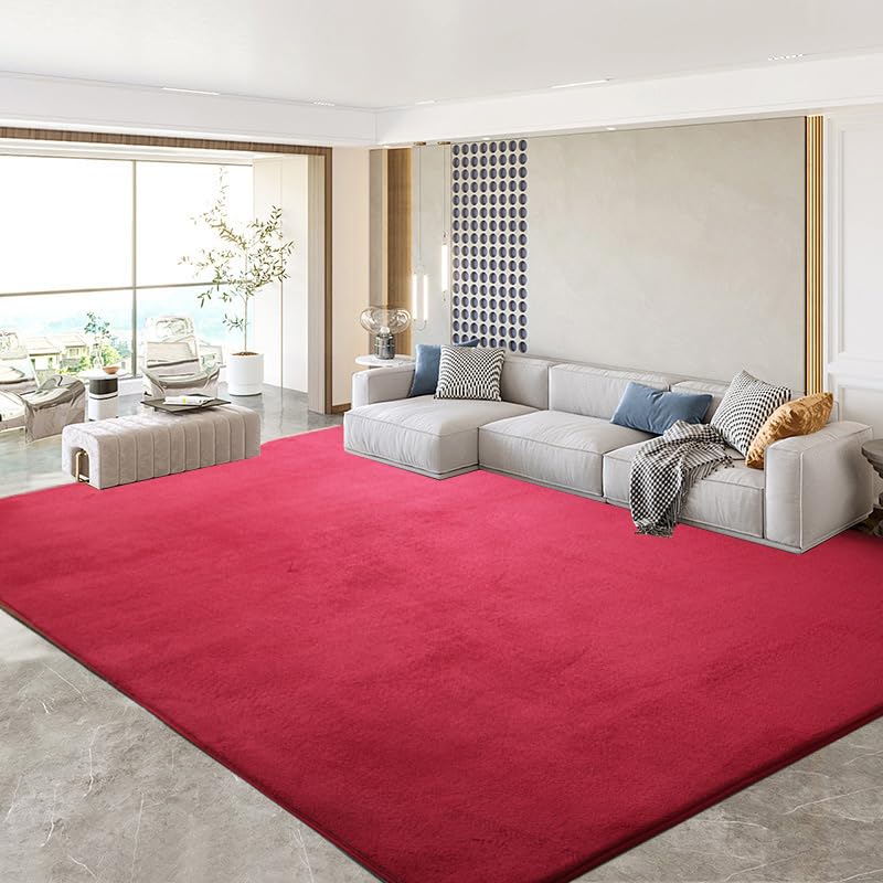 SK Studio Alfombras Salón Grandes Shaggy Pelo Corto Alfombra Habitación Dormitorio Lavables Alfombra Antideslizante Muy Suave para Comedor, Dormitorio Rojo, 120x200cm
