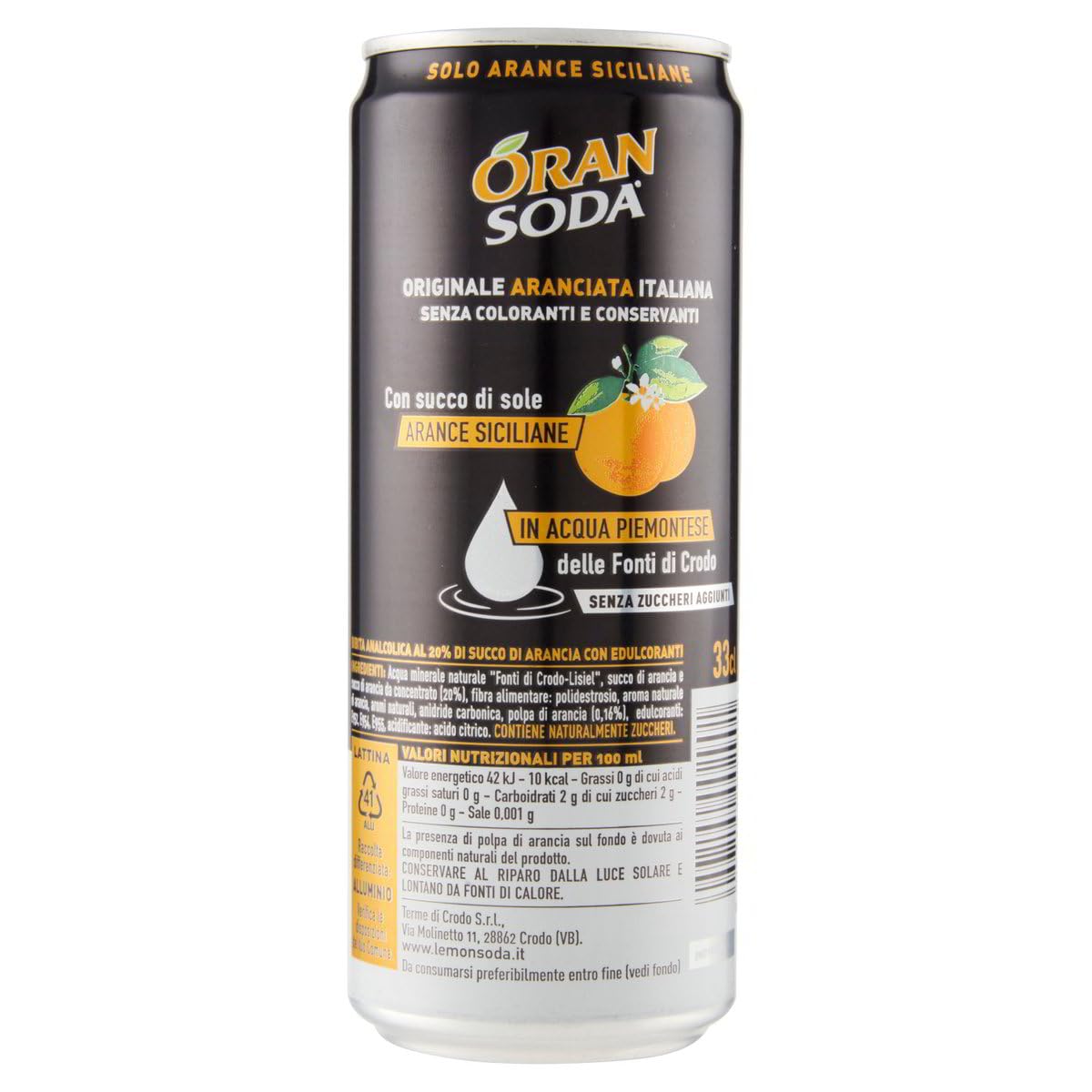 72x Oransoda Zero Erfrischungsgetränk Orangenlemonade, Ohne Zuckerzusatz 33cl + Zia Rosa DOP Pomodoro San Marzano Tomate aus Kampanien Dose von 400g
