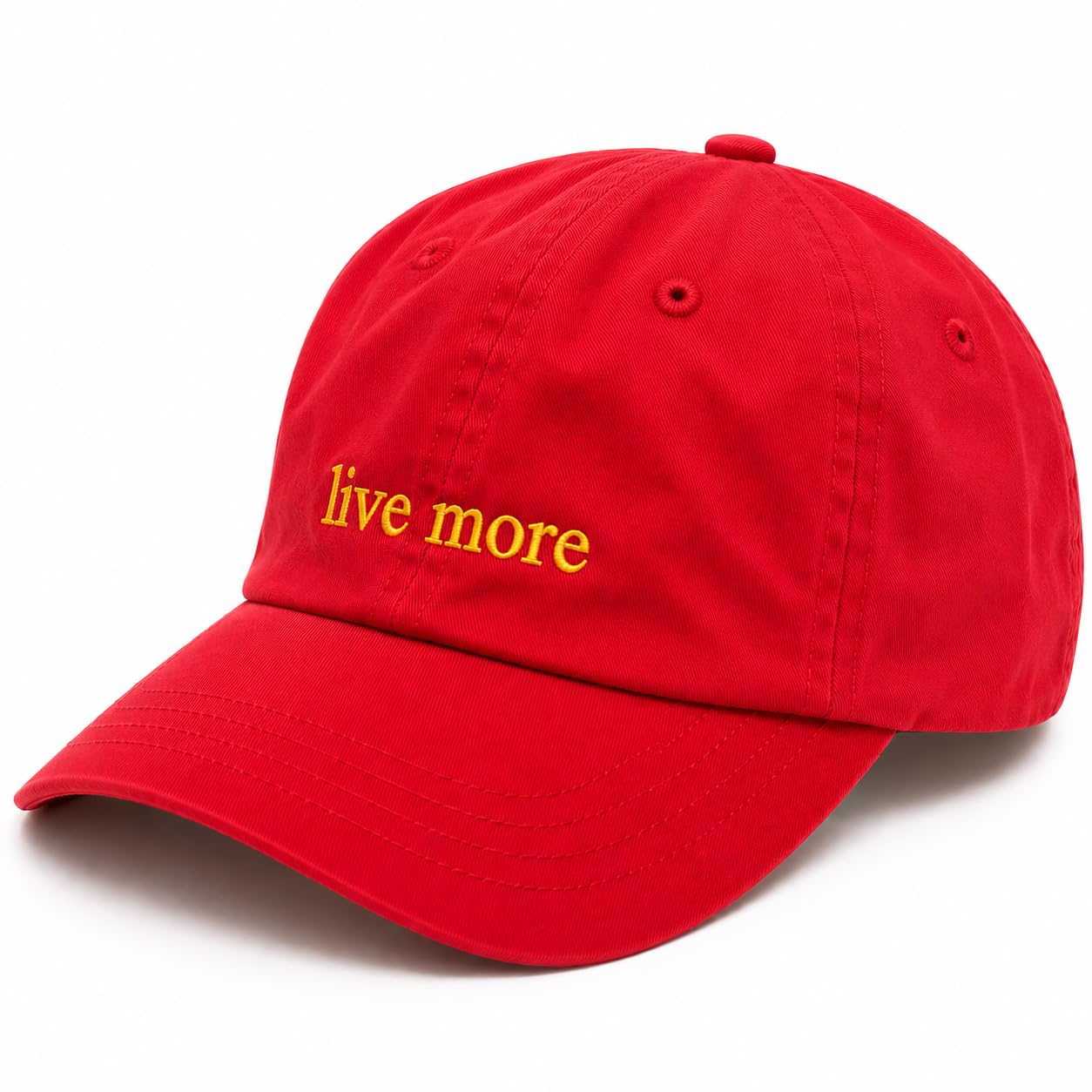 Droop Live More Embroidered Dad Cap for Men & Women | Red 6 Panel Unstructured Baseball Cap | Adjustable Plastic Snap Closure | Soft Sweatband | Casual Streetwear Cap (Pack of 01)-picture-12