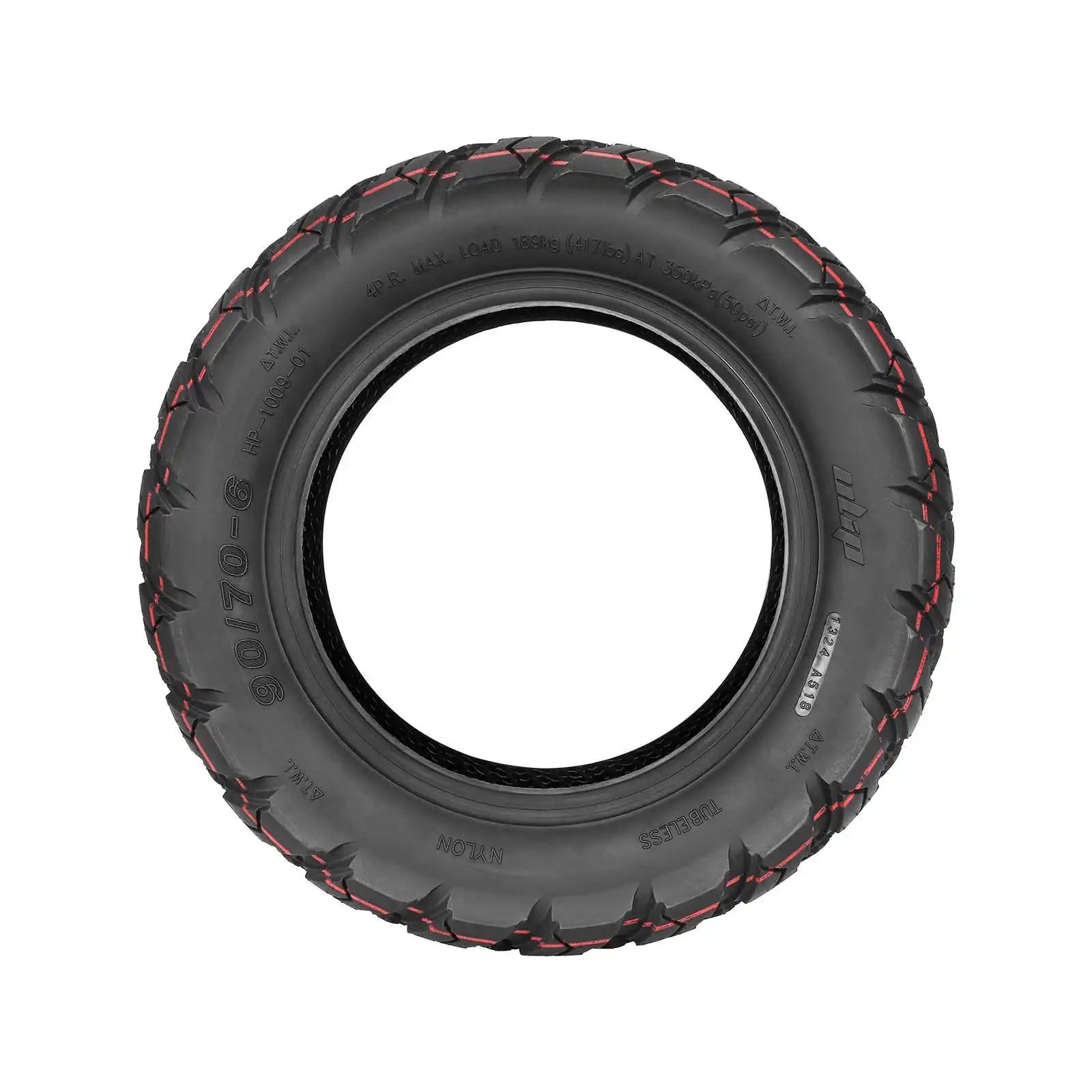 ulip Inoparts Reifen 10 Zoll (90/70-6) für Kugoo M5 / GX E-Scooter, Offroad Geländereifen Luftreifen Tubeless, Ersatzteil (1 Stück)