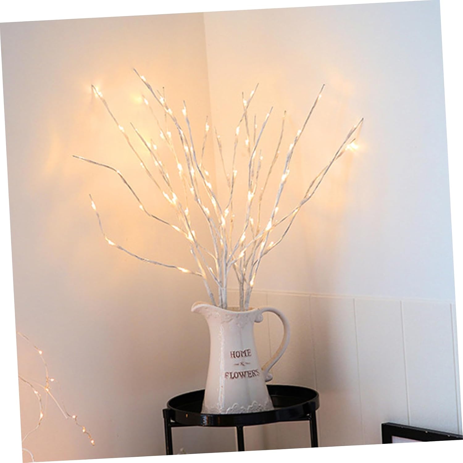 OUNONA 2Pcs LED Birch Branch Lights for Vase Decoration White Plastic