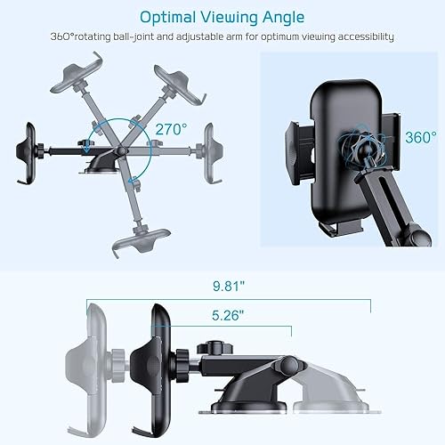Miniatura 6 de Soporte para teléfono de automóvil, rotación de 360, versión mejorada con fuerte potencia de succión, soporte de teléfono para