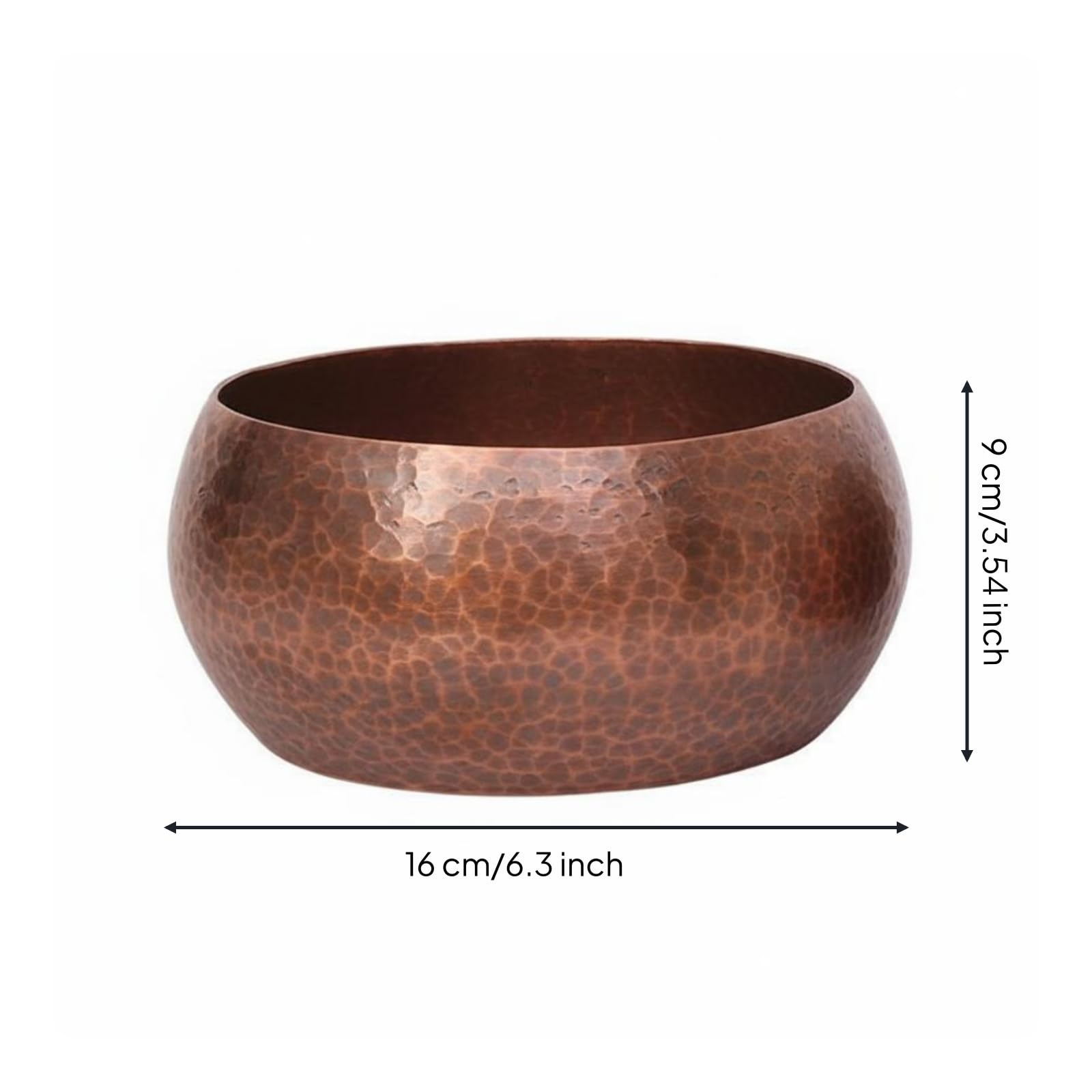 Rame Ciotola Tazza Pentola Catino Boccale per tè in Rame Martellato con Texture Artigianale per Risciacquo E Organizzazione del Set da tè Accessorio, caffè, Grande, 1.5 Spessore