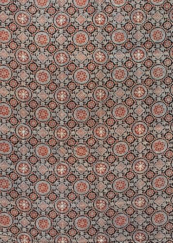 Image of Ethnics of Kutch Womenss Ajrakh Modal Silk Natural Dye Hand Block Print Saree with Blouse Piece - 5.5 Mtr Length