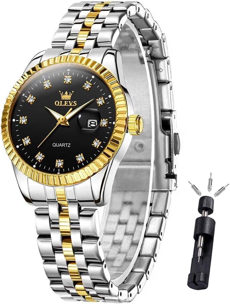 Watches for Women Diamond Luxury Dress Women Watches Analog Quartz Waterproof Day Date Stainless Steel Wristwatch