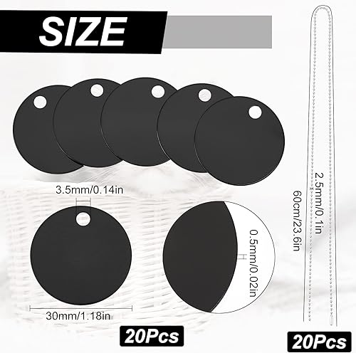 Miniatura 2 de SUNNYCLUE 1 caja de 40 etiquetas de aluminio en blanco redondas de estampado en blanco, juego de 20 paquetes de etiquetas de metal para perro,