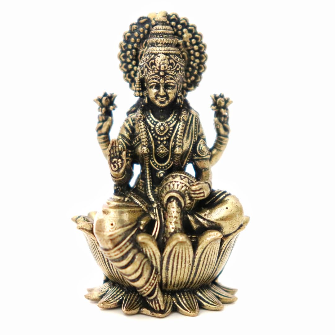 The Spiritual Living Pure Brass Lakshmi Devi Idol | 2 Inch | Idol | Laxmi MATA Murti | Maa Laxmi Murti | Small Idols for Pooja Room - Home Decor | Car | House Warming Gifts | Decoration Items |-picture-10