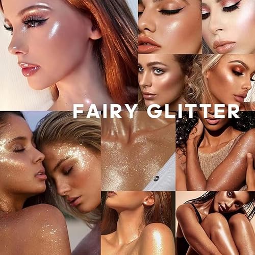 Polvo De Hadas Body Glitter Highlighter Makeup,Face High Gloss Sparkle Loose Highlight Powder,Sparkle Patting Powder For Hair Face Eyes Lip And Body (3Pcs) #TOP5