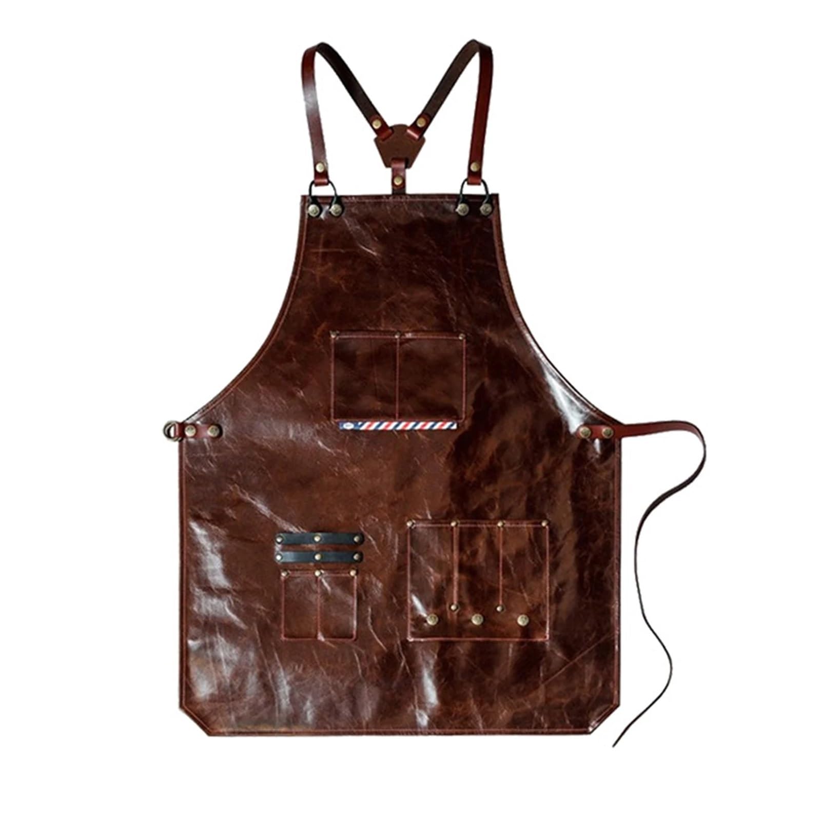 delantal cocina Delantal de trabajo cuero for hombre con múltiples bolsillos, delantal herramientas for peluquero, cafetería, Chef, correas ajustables, resistente al agua