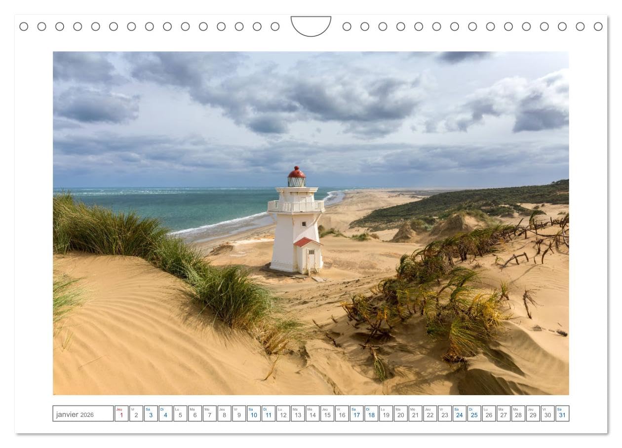 Phares de Nouvelle-Zélande (Calendrier mural 2026 DIN A4 vertical), CALVENDO calendrier mensuel: Les plus beaux phares de la côte néo-zélandaise.