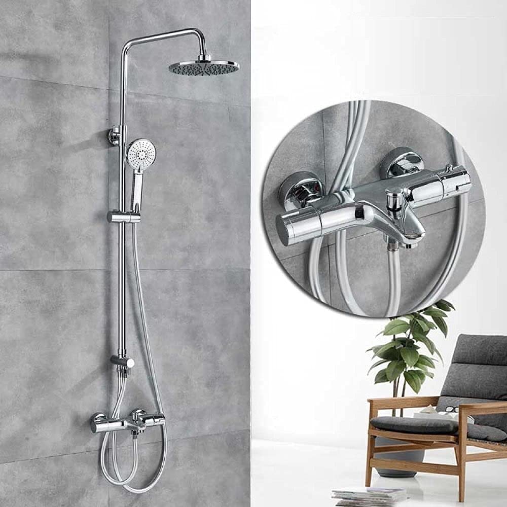 Mitigeur thermostatique de douche anti-brûlure ensemble pluie brillant double poignée