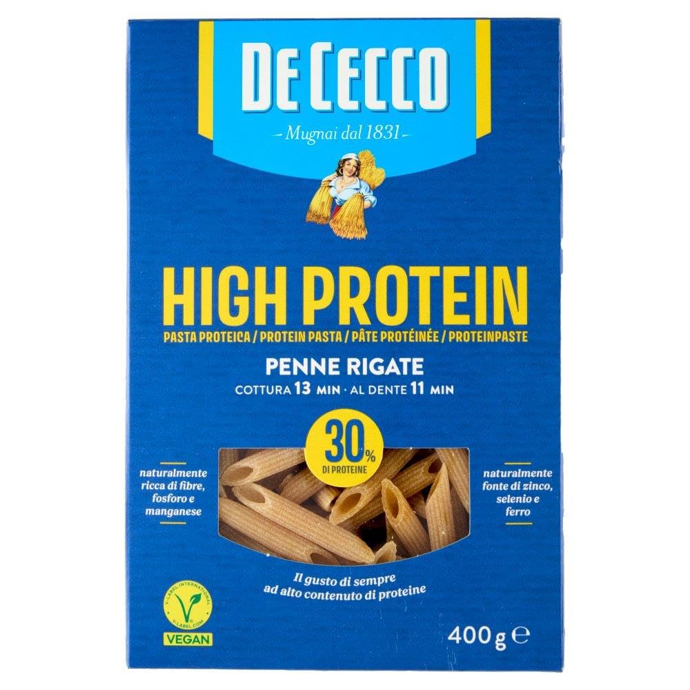 Italian Gourmet Pasta Penne Rigate Nr. 41 High Protein Nudeln 12 x 400g | Semola proteica selezionata, trafila ruvida; eiweißreich, al dente und, Gesamtnettogewicht 4,8 kg + Kostenlos Polpa 400g