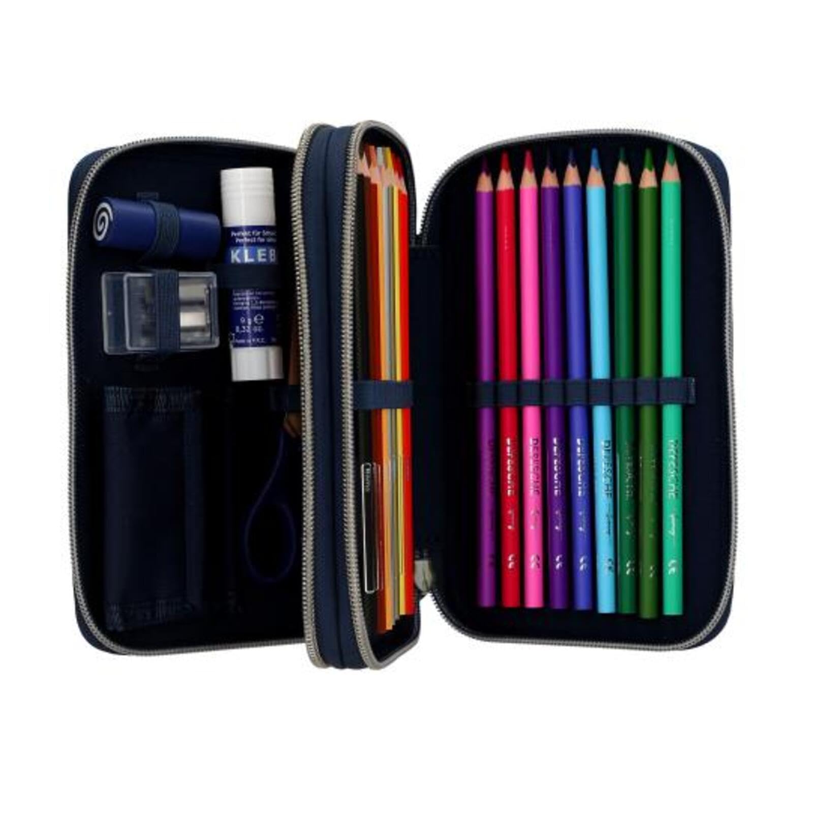 Depesche Adventure World - Zaino per la scuola e astuccio a 3 scomparti, motivo serpente scuro, zaino per la scuola con spalline regolabili, astuccio con matite colorate, forbici, righello, ecc