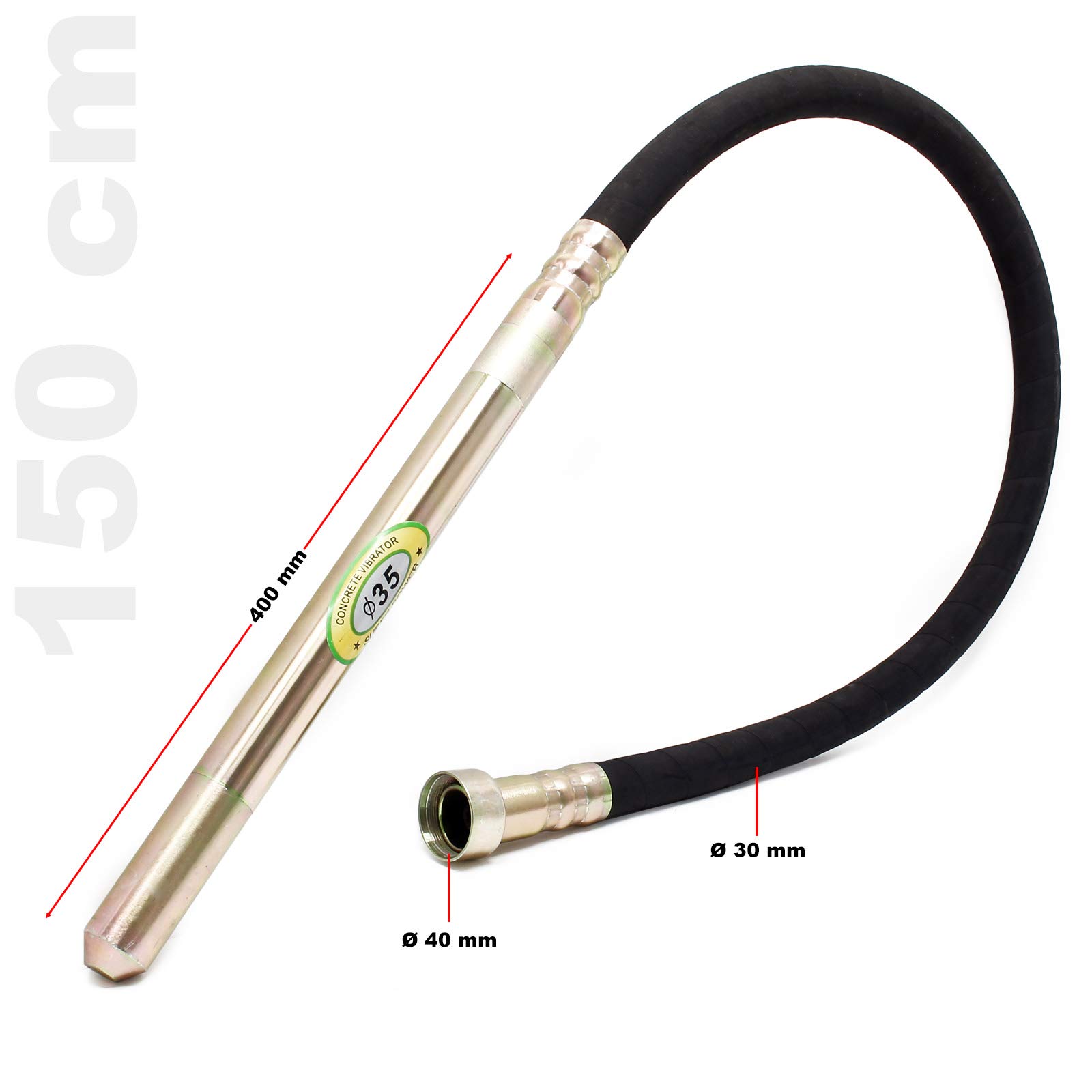 Aiguille vibrante Ø35mm 150cm pour Vibreur électrique manuel Compactage du béton