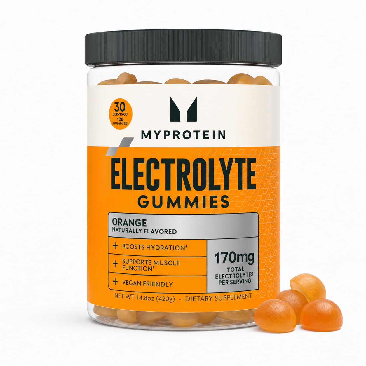 Myprotein Gomas de eletrólitos sabor laranja 170 mg, 120 gomas