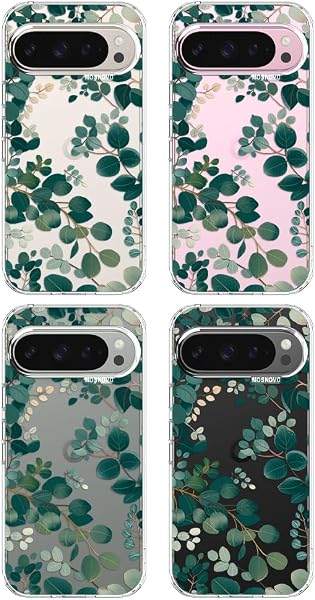 MOSNOVO Case for Google Pixel 9 & Pixel 9 Pro, [Buffertech 6.6ft Military-Grade Drop Protection] [Anti Peel Off Tech] Clear TPU Bumper Phone Case Cover Design - Eucalyptus - 4