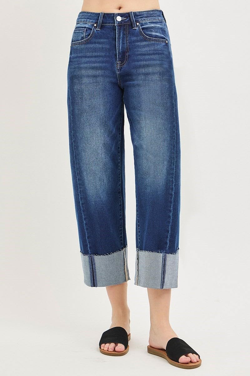 Risen Jeans - High Rise Architectural Curved Leg Barrel Jeans - (25.5"-29.5" Inseam) - PGC21750 - Includes Official Tag