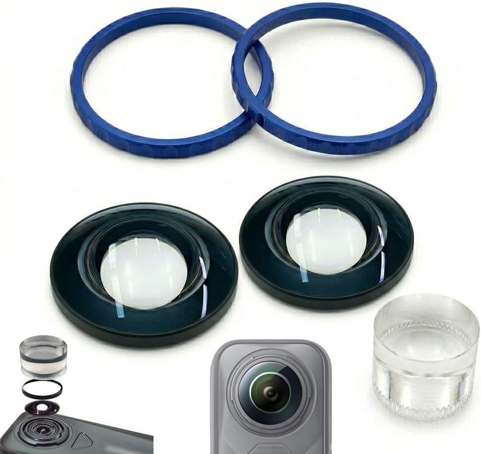 Replacement Camera Lens for Insta360 X5, Panoramic Camera, Black Glass Repair Part Accessories, 360 Degree Wide-Angle Lens with Anti-Reflective Multi-Layer Coating (Blue(2-Pack))