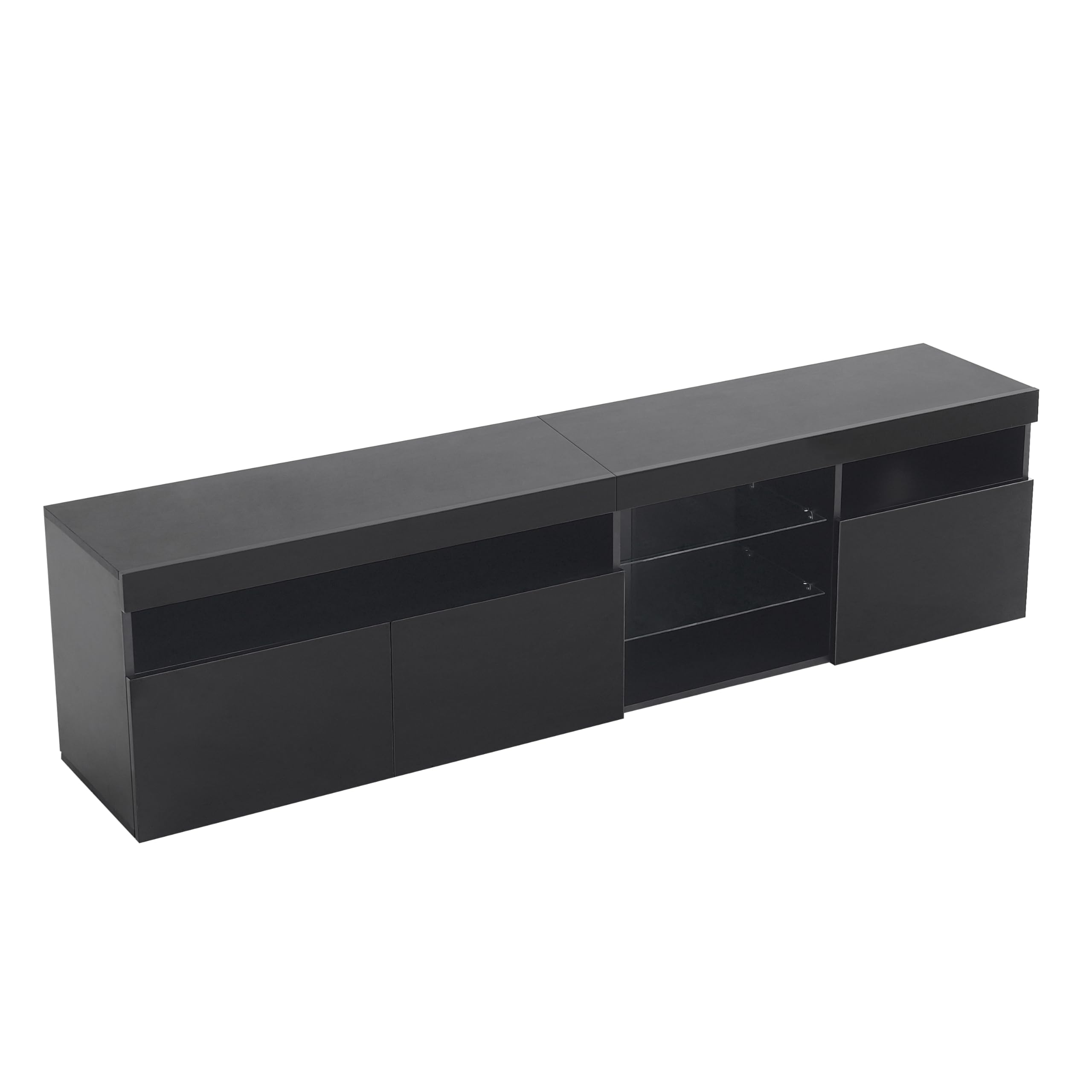 Moimhear Hogar y Vivienda, Muebles, Sala de Estar, Moderno Mueble de TV, Panel Brillante, iluminación LED Variable, salón y Comedor 180 cm (Negro)