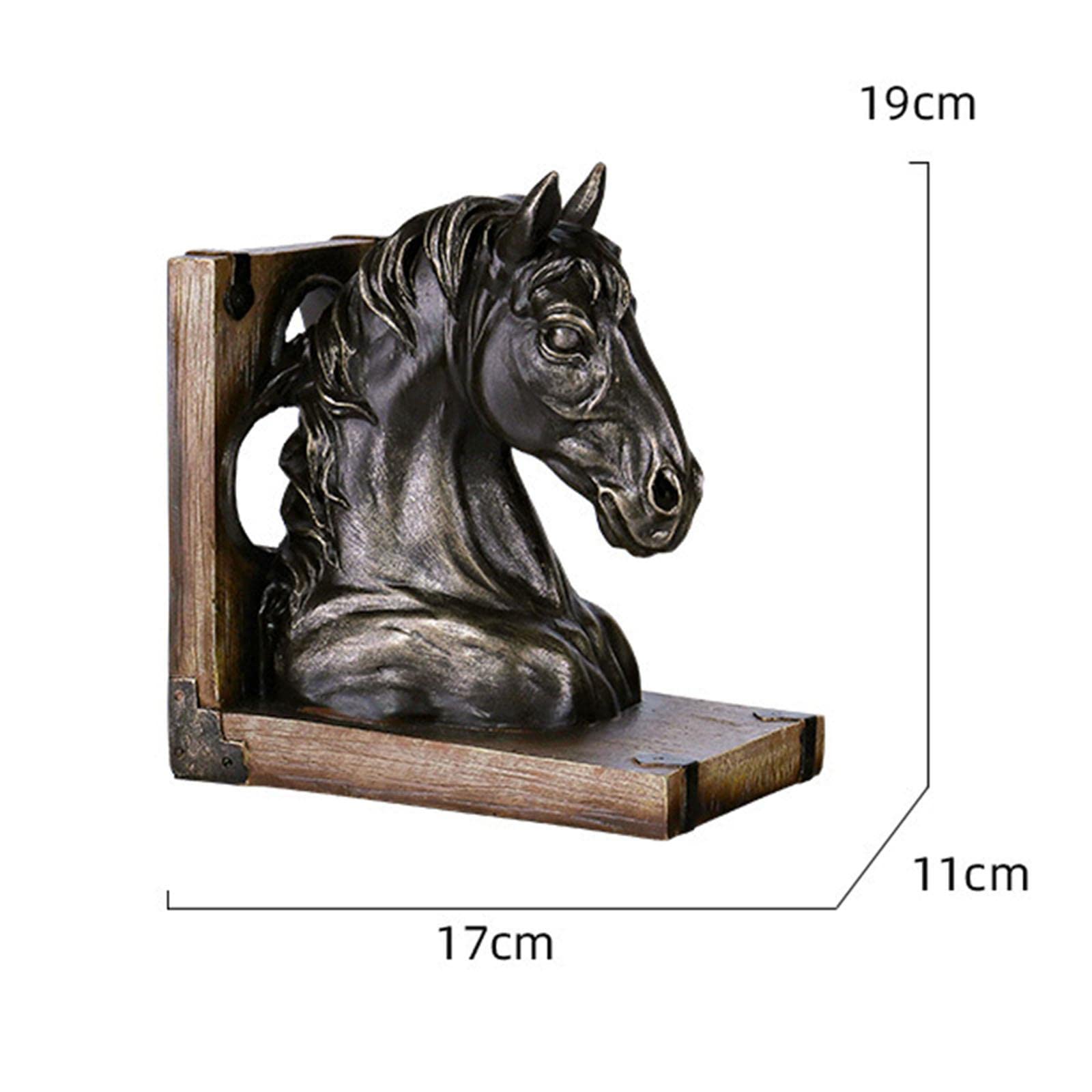 Pferdekopf-Statue im Vintage-Stil, dekorative Buchstütze, Figur für Wohnzimmer