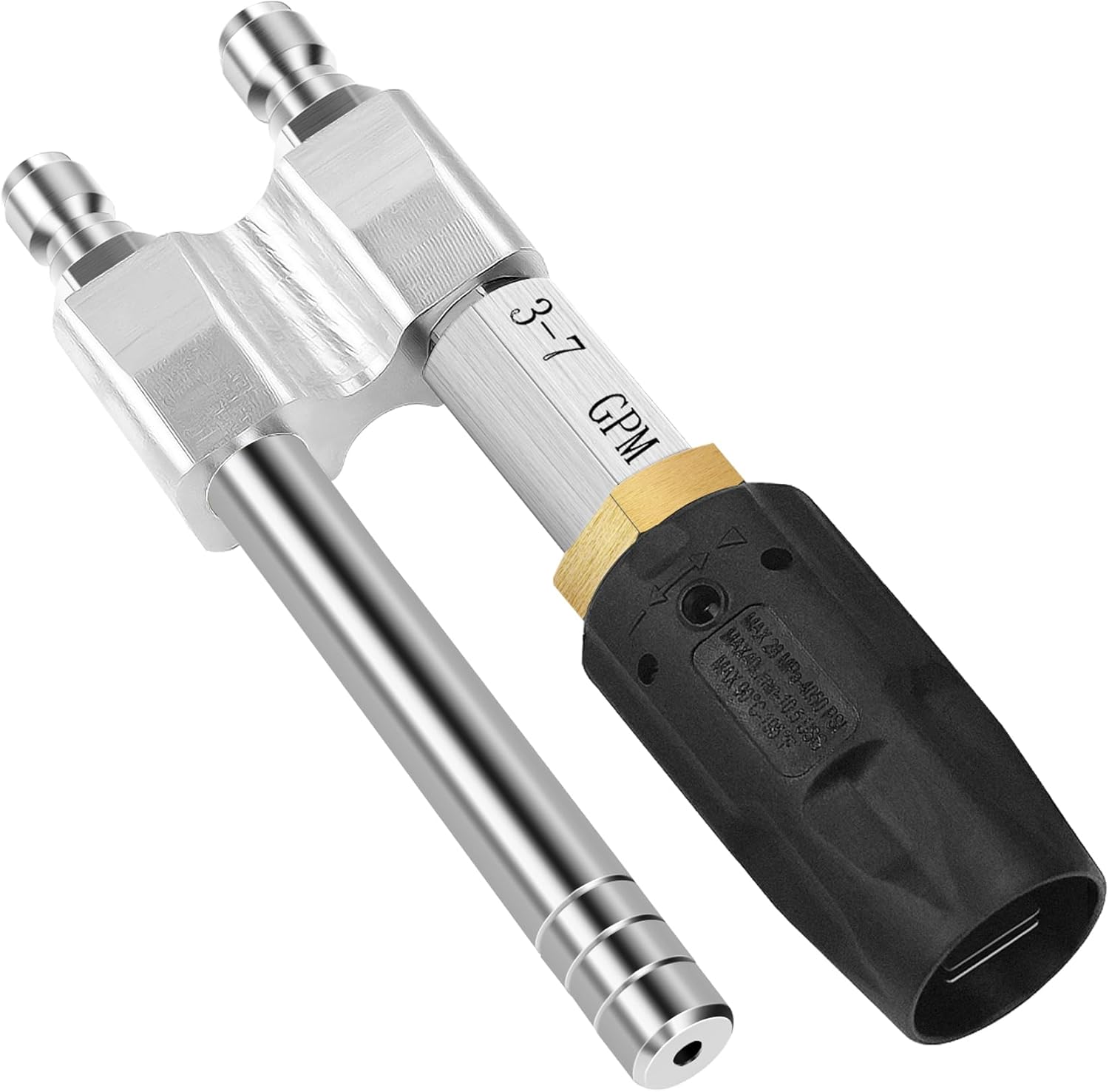 Adjustable Downstream Soft Wash Nozzle，2-in-1 shooter tip M5 Long Reach Soap Twist Nozzle 0 to 60° spray pattern, for use with Pressure Washer 3-7 GPM