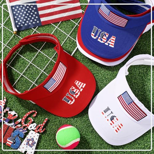Image of Shyyween USA Hats Patriotic 4th of July Visors Buckets Hats Baseball Caps American Flag Embroidered Caps 250th for Men Women
