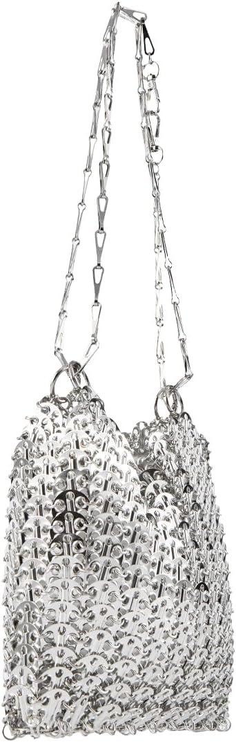 Novelty Metal Sequins Purse Hollow Out Metallic Evening Bag Glittering Ladies Crossbody Bag Beaded Bag for Party image 2