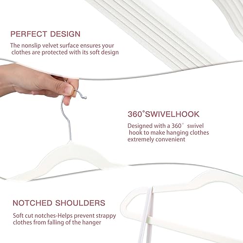 Miniatura 3 de Monicent Perchas de terciopelo para niños de 14 pulgadas, paquete de 32 perchas antideslizantes de fieltro para niños, perchas de ropa resistentes