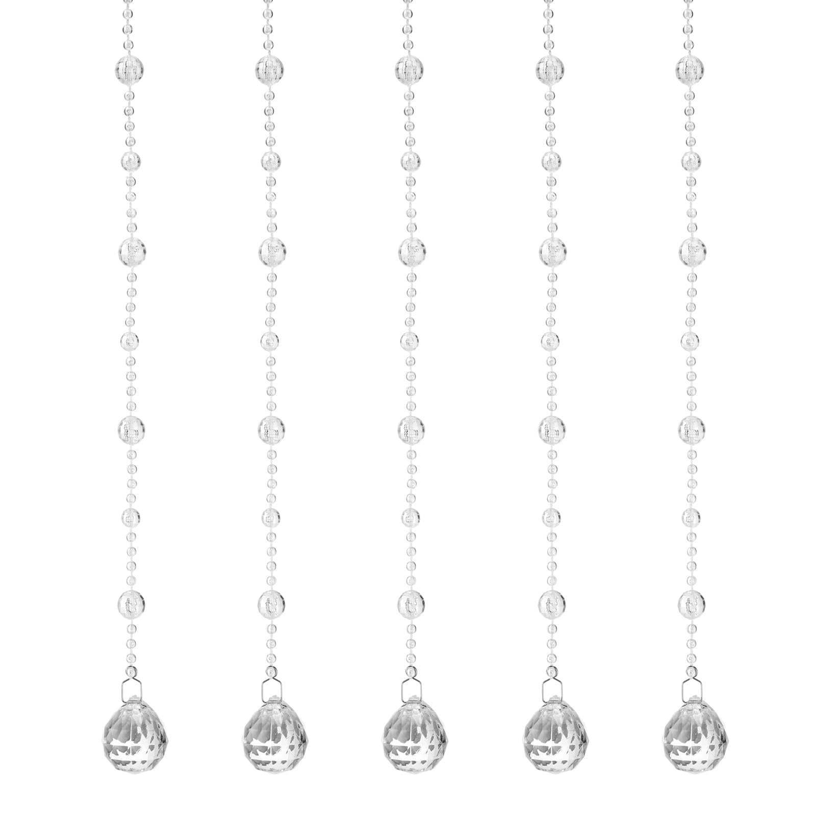 sourcing map 10 Pcs Acrylic Crystal Garland Strands, Clear Crystal Beads Strands Chandelier Crystals Replacement Round Bead String Hanging for Wedding Decor, DIY Craft Jewelry (0.6m/1.97ft)