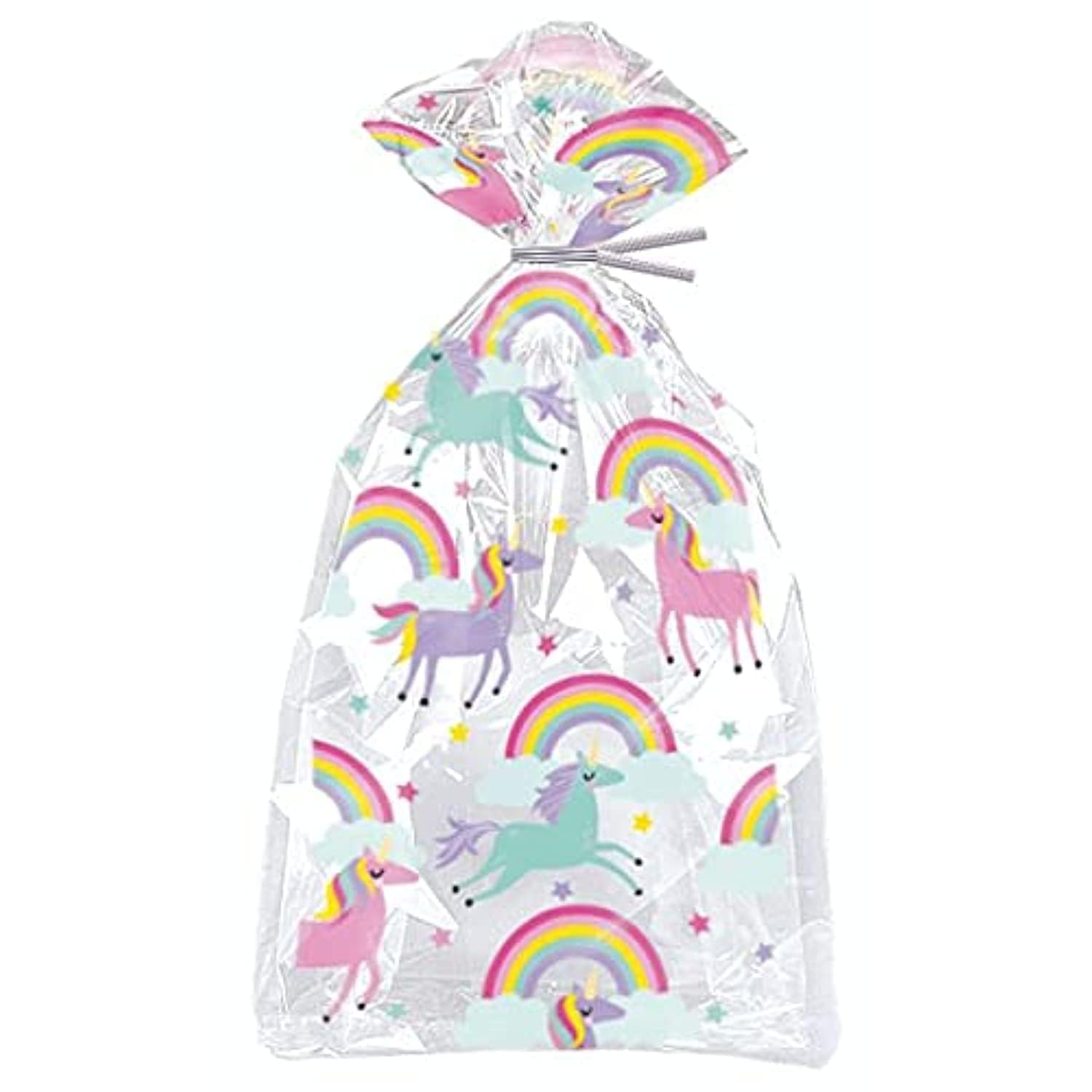 Unique 63394 - Cellophane Party Bags - Rainbow & Unicorn Design - Pack of 20