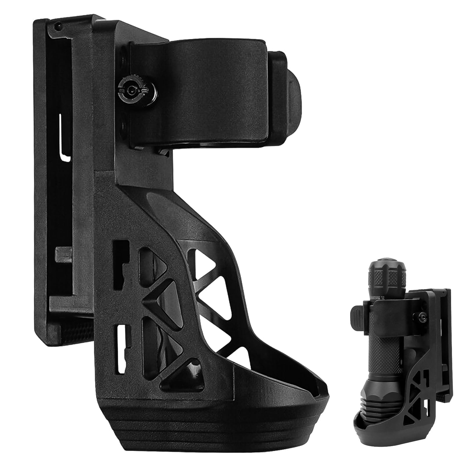Supporto per Torcia Elettrica Nero, PVC Porta Torcia Cinturone, Ruotabile a 360 Gradi Porta Torcia, Adatto per Torce da 2,5-3 CM Fondina per Torcia, Plastica Custodia Torcia Tattica