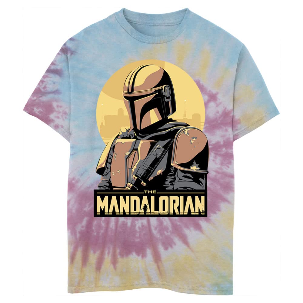 STAR WARS Kids' The Mandalorian Mando Sunset Frame Boys Short Sleeve Tee Shirt
