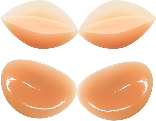 2 Pairs Sticky Silicone Bra Inserts, Push Up Bra Pads for A-D Cup, Reusable Breast Enhancers for Bikini