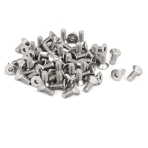 IIVVERR Tornillos hexagonales de cabeza plana de acero inoxidable 304 M4x10mm DIN7991 60 piezas (M4x10mm 304 Tornillos de cabeza hexagonal de cabeza
